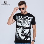 City mens t-shirt tops tees fitness hip hop men cotton tshirts homme camisetas t shirt brand clothing animal wolf off white 2023