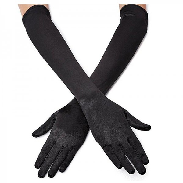 Classic Adult Black White Red Grey Skin Opera/Elbow/Wrist Stretch Satin Finger Long Gloves Women Flapper Gloves Matching Costume