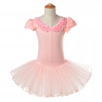 Classical Girl Ballet Tutu Dress Children Dance Costume Petal Sleeve Girls Lace Dresses Floral Kids Girl Ballerina Dress CA385