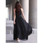 Clocolor summer beach dress Women's Polka Dots Maxi Long Casual Summer Beach  Chiffon Dress long dress summer beach dress