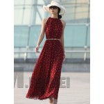 Clocolor summer beach dress Women's Polka Dots Maxi Long Casual Summer Beach  Chiffon Dress long dress summer beach dress