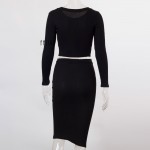 Colorful Apparel New Autumn Winter 2 Piece Set Women Long sleeve party dresses Sexy bandage dress women dress  CA70A