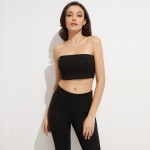 Colysmo Sexy Strapless Strechable Women Suede Bustier Bandeau Crop Top Tank Tops Autumn Winter Spring Tube Top Sleeveless Vest 