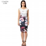 Comeonlover New Arrival V-back Bodycon Dresses Sleeveless Sexy Off the Shoulder Women Dress Summer RT80295 Floral Print Dress