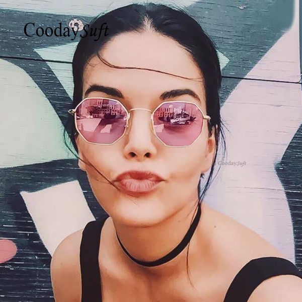 Coodaysuft Hexagon Square Clear Sunglass Women Fashion Brand Designer Men Metal Transparent Mirror Optical Sun Glasses 2017 