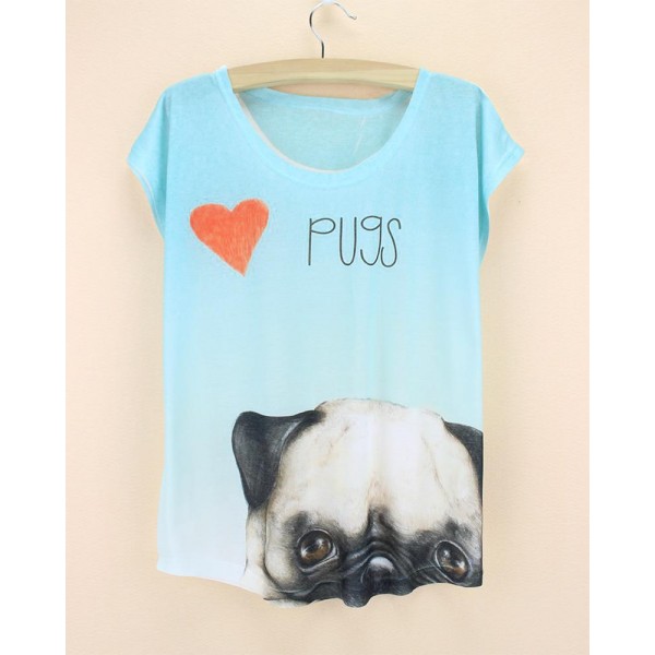 Cool Bulldog pattern women t-shirt new fashion 2015 summer dress girls printed tshirt cute cartoon top tees free shipping