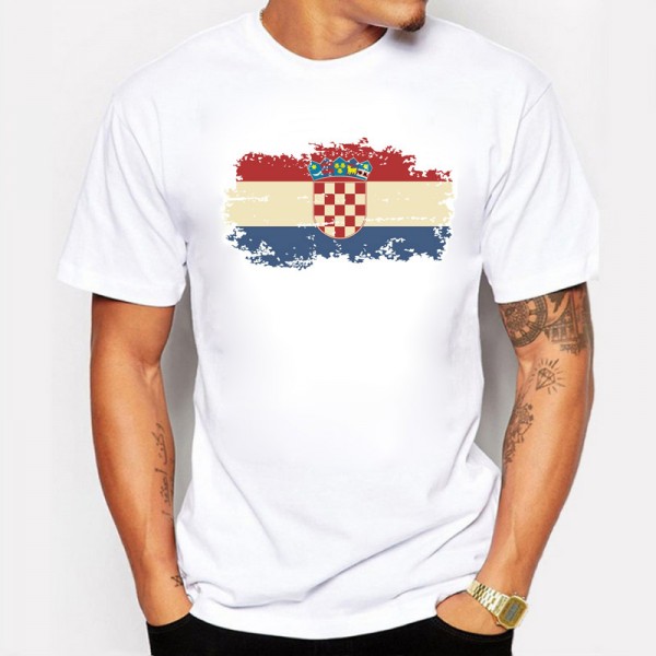 Croatia Flag Fashion Tee Shirts Cotton Round Neck Tshirts Fans Croatia Flag Summer Style Fitness T-shirts  For Men