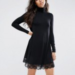 Crochet Turtleneck Black Lace Dress Female Autumn Women's Long Sleeve Tunic Winter Dress Casual Dress Winter Dresses Women 2016