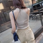 Crop Top Women 2017 Summer Tops Off Shoulder Tank Top Femme Knitted Cotton Halter Cropped Debardeur Blouses Vest  Woman Clothes