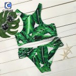 Cupshe 2016 New Arrival Hot Women Tropical Trip Leaves Printing Bikini Set