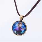 Cute Cartoon character Jewelry Glass Cabochon  Brown Leather Chain Necklace Pendants Fashion Collares Women Girl Children Gift