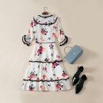 Cute Dress 2017 Korea Fashion Half Sleeve White Flowers Print Princess Women Summer Novelty Slim Designer Classic Dress