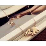 Cute Elephant Family Stroll Design Fashion Women Charming Crystal Chain Necklace Chocker necklace Free shipping