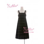 Cute Girls Preppy Style Japanese Uniform JK Long Pleated Dress Sleeveless Tank Round Collar Black Dress 2 Length Style