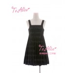 Cute Girls Preppy Style Japanese Uniform JK Long Pleated Dress Sleeveless Tank Round Collar Black Dress 2 Length Style