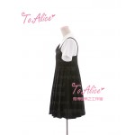 Cute Girls Preppy Style Japanese Uniform JK Long Pleated Dress Sleeveless Tank Round Collar Black Dress 2 Length Style