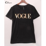 Cuyizan Women VOGUE Printed Printed T-Shirt Fashion Brand t shirts women short sleeve Tops Tee Femme High street casual tshirt