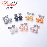 DAIMI Cultured Pearl Stud Earrings Women 7-8mm 8-9mm Paragraph Colorful Earrings, 925 Sterling Silver Pearl Earrings