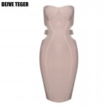 DEIVE TEGER  New Arrival Fashion Off The Shoulder Strapless Vestidos Bandage Women Knee-Length Dress HL2200