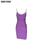 DEIVE TEGER  Sexy v neck sexy lavender backless bandage mini dress vestido bandagem robe sem encosto women Dresses HL1539