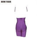 DEIVE TEGER  Sexy v neck sexy lavender backless bandage mini dress vestido bandagem robe sem encosto women Dresses HL1539