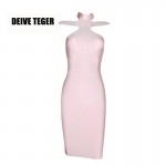 DEIVE TEGER  brand new fashion sleeveless halter bandage sexy party women knee-length dress vestidos HL2115