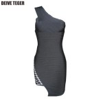 DEIVE TEGER  white hollow out  one shoulder  pencil bandage dress  Party Dresses HL1143