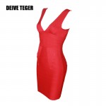 DEIVE TEGER Clear Stock 2017 Fashion Vestidos Sexy Sleeveless Bandage Elegant Women V-neck Dress CS004