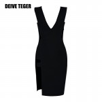 DEIVE TEGER club dresses sexy woman cut out  New Arrival v-neck noble Bandage Vestidos Women Knee-Length Dress HL2229