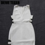 DEIVE TEGER club dresses sexy woman cut out  New Arrival v-neck noble Bandage Vestidos Women Knee-Length Dress HL2229