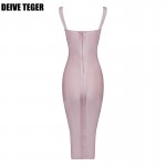 DEIVE TEGER r dress solid red and pink  bandage dress pencil Club woman dress  slit Party sexy Dresses  HL1987