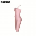 DEIVE TEGER r dress solid red and pink  bandage dress pencil Club woman dress  slit Party sexy Dresses  HL1987