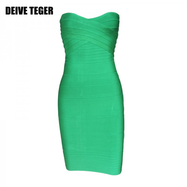 DEIVE TEGER strapless tight sexy Off The Shoulder Women's Bandage Strapless Sleeveless Party Dress HL395