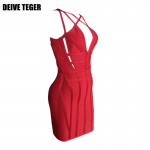 DEIVE TEGER woman dress spaghetti strap sexy Bandage Party red  Dress EL Vestidos bandagem robe HL1675