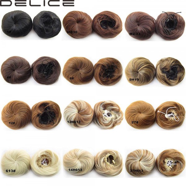 DELICE Women's Straight Drawstring Clip In Hair Bun Piece Updo Cover Synthetic Hair Extensions Q3-1