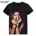 DHIHKK 2017 New fashion women 3d character t-shirts Rihanna t shirt printed feminine sexy tshirt tops Clothes