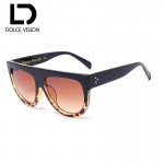 DOLCE VISION Flat Top Sun Glasses For Women Design Oversize Sunglasses Women UV400 Gradient Brand Semicircle Oculos Female