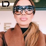 DOLCE VISION Flat Top Sun Glasses For Women Design Oversize Sunglasses Women UV400 Gradient Brand Semicircle Oculos Female