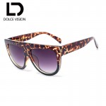 DOLCE VISION Flat Top Sun Glasses For Women Design Oversize Sunglasses Women UV400 Gradient Brand Semicircle Oculos Female