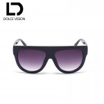 DOLCE VISION Flat Top Sun Glasses For Women Design Oversize Sunglasses Women UV400 Gradient Brand Semicircle Oculos Female