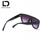 DOLCE VISION Flat Top Sun Glasses For Women Design Oversize Sunglasses Women UV400 Gradient Brand Semicircle Oculos Female