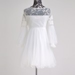 Dabuwawa pretty white long sleeve lace mesh dress