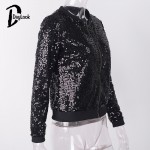 DayLook Autumn Bomber Jacket Women Black Blingbling Sequin Jacket Long Sleeve Open Stitch Women Basic Coats Plus Size XS-XXL 