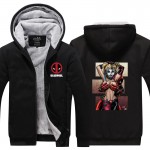 Deadpool With Hot Lady Harley Quinn Jacket Novelty Men Thicken Zipup Hoodies Funny Sweatshirt USA size Plus size