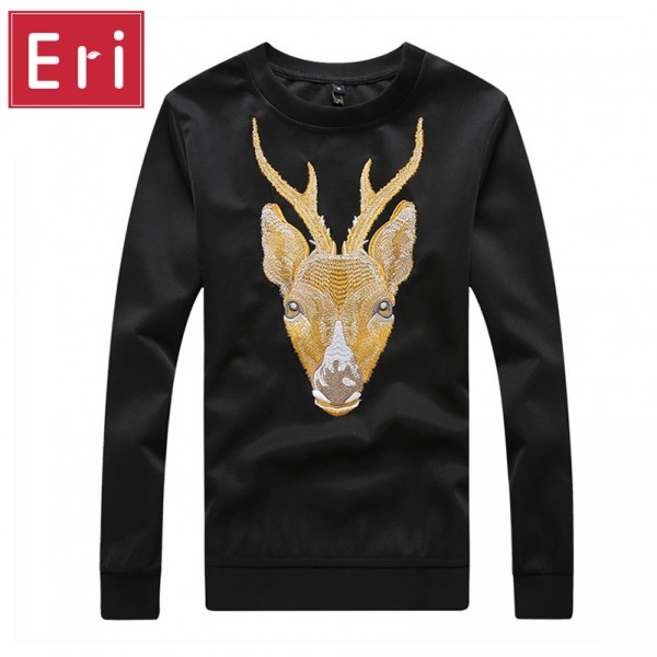 Deer Embroidery Hoodies Men Space Cotton Brand Sweatshirts Tracksuit Slim Fit Couples Casual Sportswear Teenagers Clothes X240