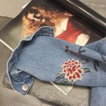 Denim Jacket Women 2016 New Fashion Floral Embroidery Jean Jacket Women Pocket Basic Coat Chaquetas Mujer Abrigos Mujer