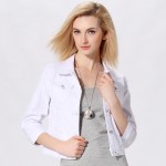 Denim Jacket Women Short Jeans Overcoat Ladies Jackets Tops Turn Down Collar Slim White Black Jeans Top For Women High Quality