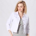 Denim Jacket Women Short Jeans Overcoat Ladies Jackets Tops Turn Down Collar Slim White Black Jeans Top For Women High Quality