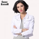 Denim Jacket Women Short Jeans Overcoat Ladies Jackets Tops Turn Down Collar Slim White Black Jeans Top For Women High Quality