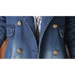 Denim trench for women 2017 autumn plus size double-breasted denim coat female loose casual outerwear 4XL 5XL